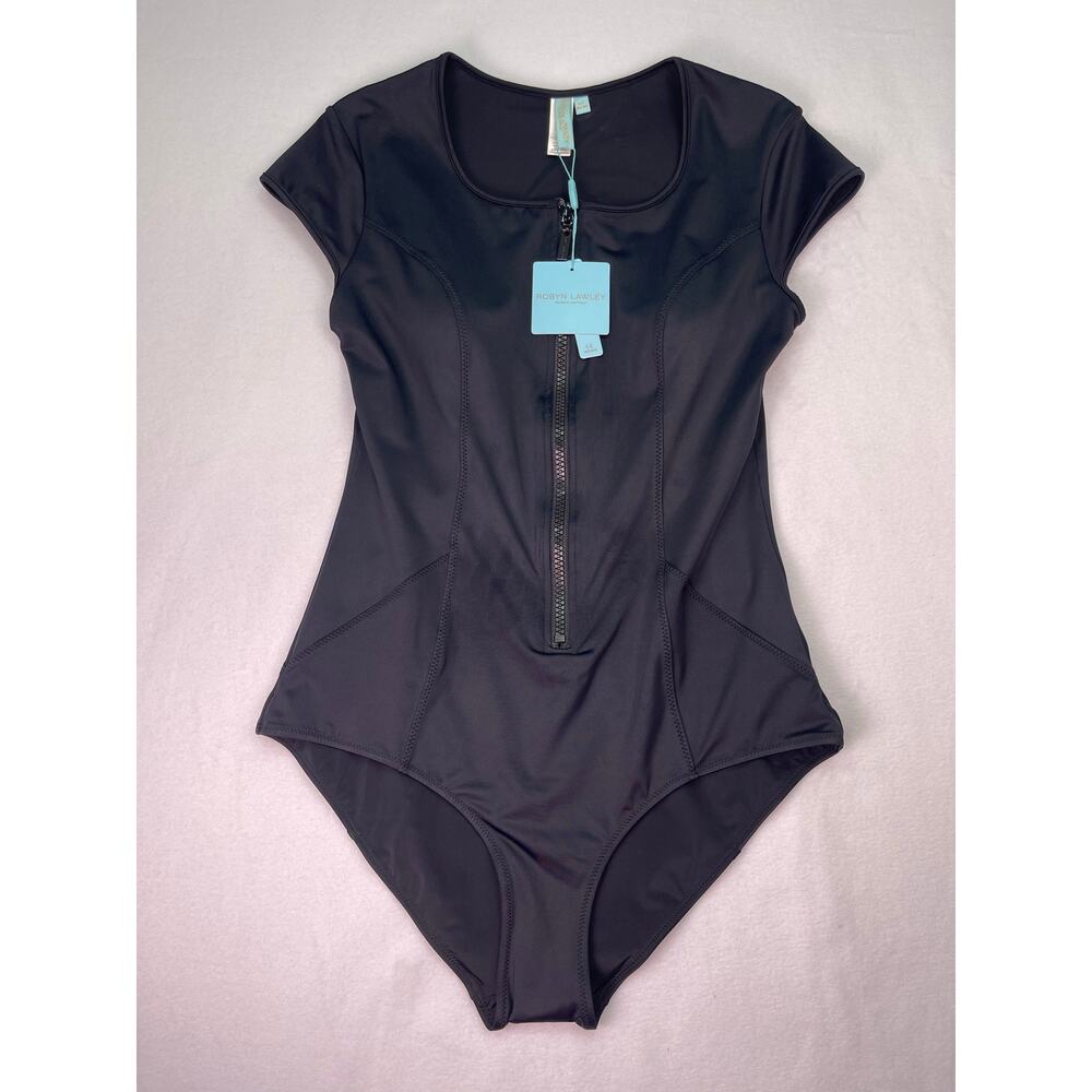 NWT Robyn Lawley Bond-Eye Scuba Style Zip Front One Piece Swimsuit Black US 14 - Picture 4 of 13